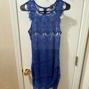 Blue lace bodycon dress